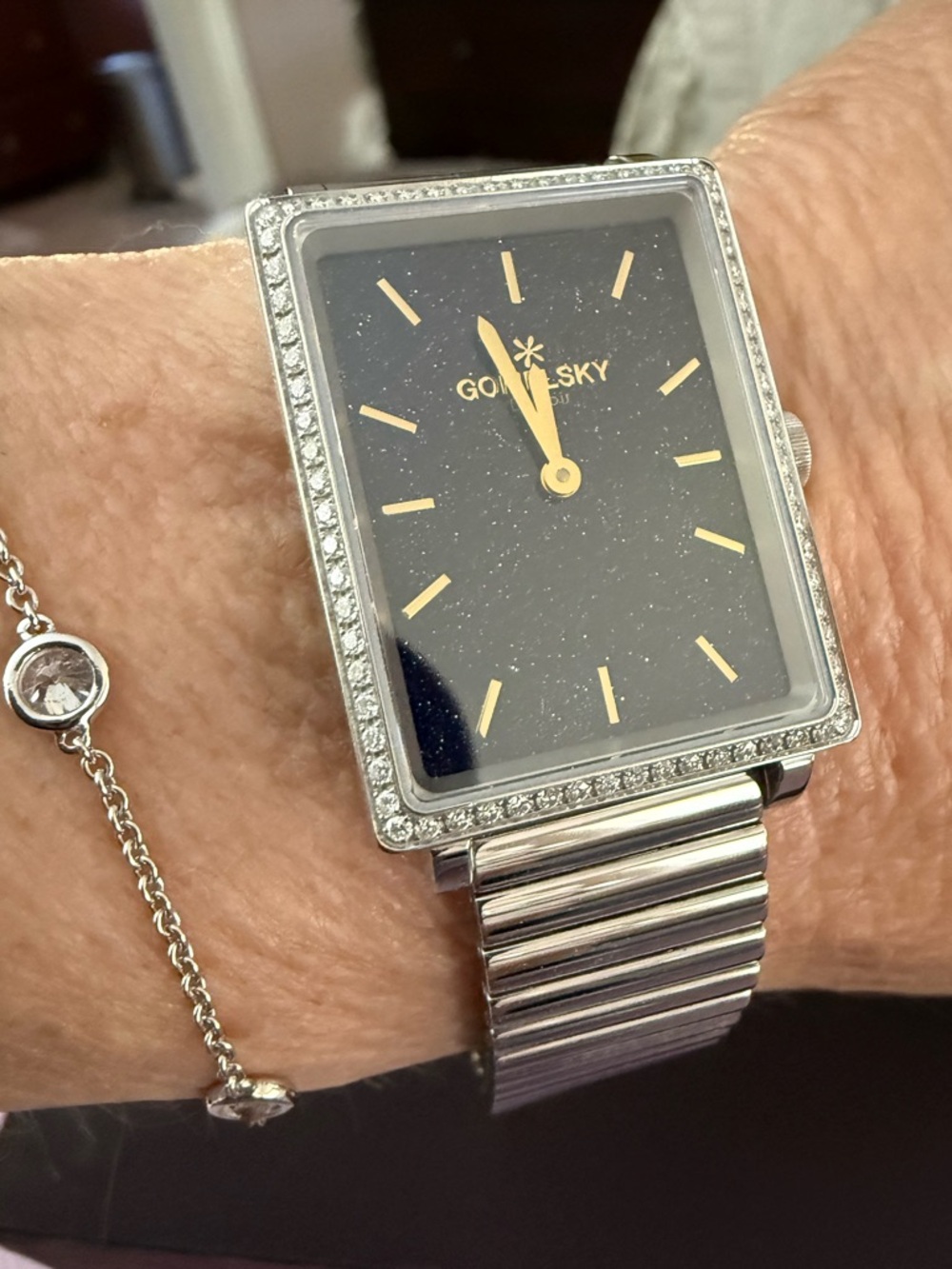 Gomelsky Shirley Fromer Steel Black Dial Diamond Quartz Womens Watch G0120072643